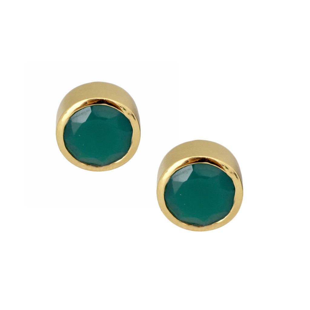 Green Onyx Stud Earrings - Image 1
