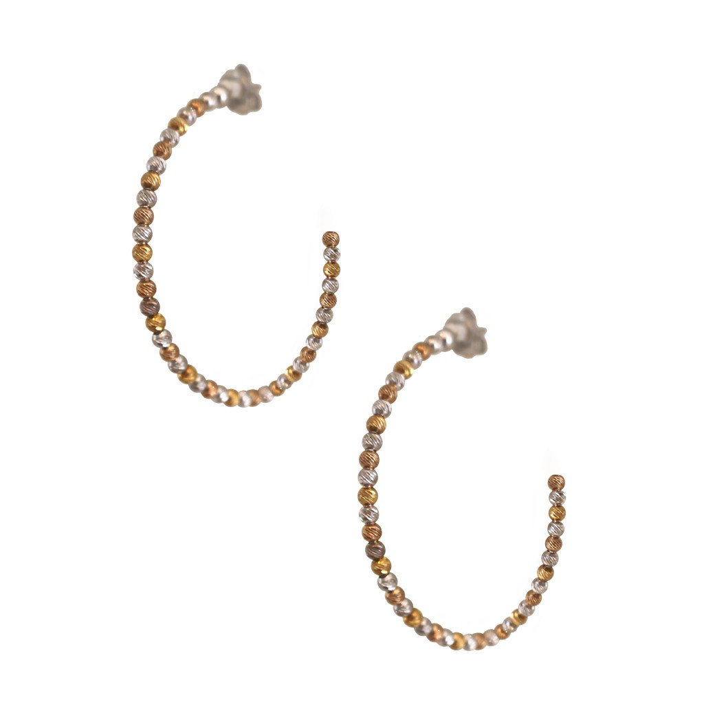 Small Silver and Gold Faceted Bead Hoops - Image 1