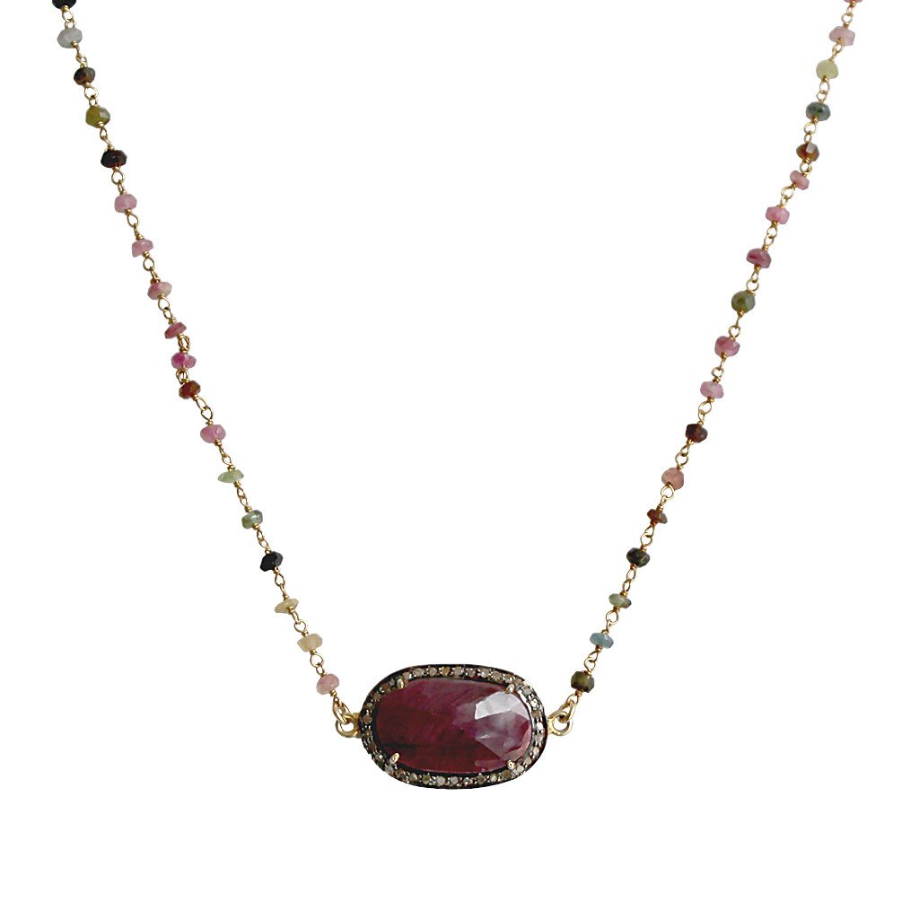 Safirs Necklace with Multi-Colored Stone - Image 1