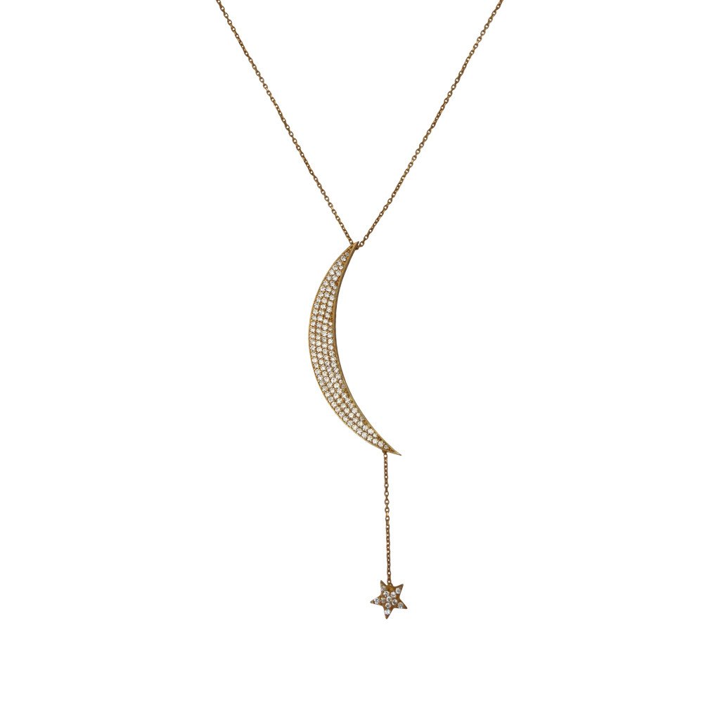 Large Moon and Star Pendant Necklace - Image 1