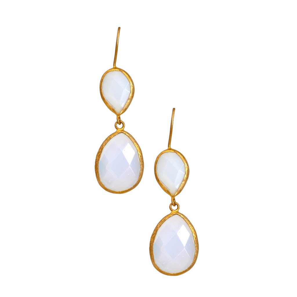 Moonstone Double Teardrop Earrings - Image 1