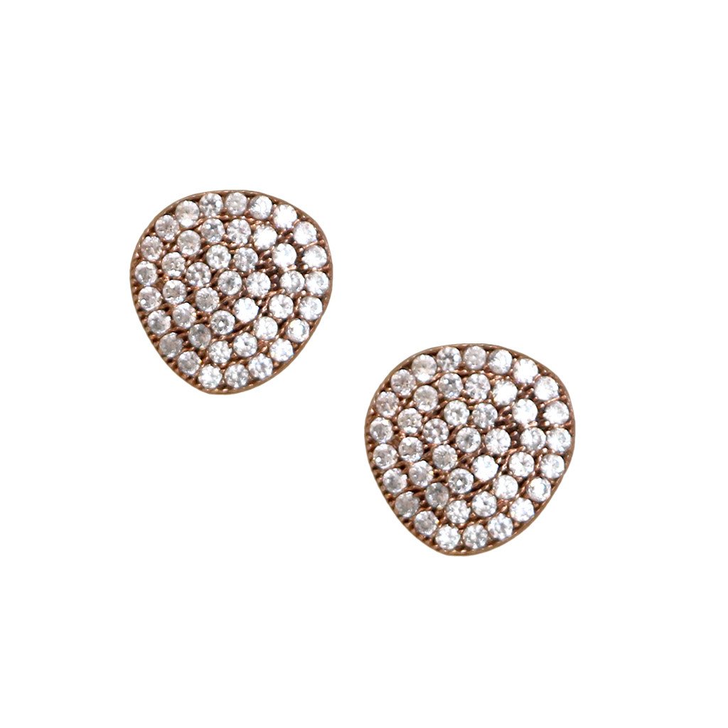 Uneven Rose Gold Stud Earrings - Image 1