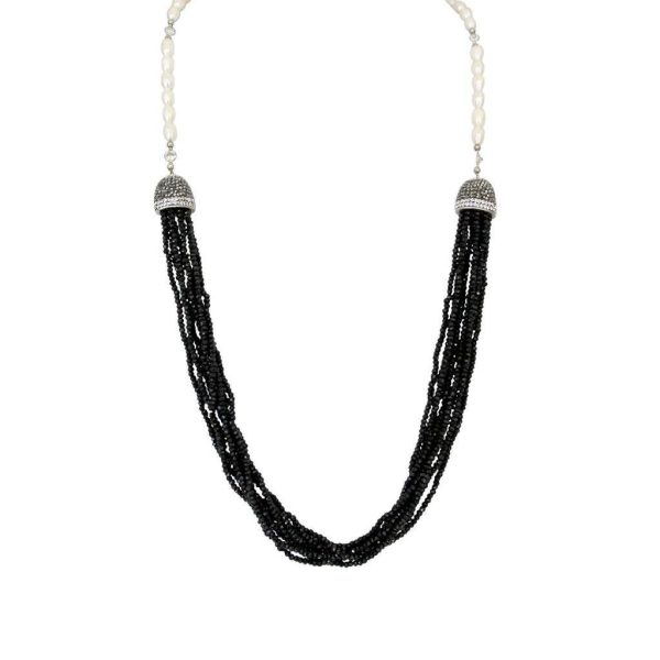 Black Spinel Rope with Mother of Pearls Necklace