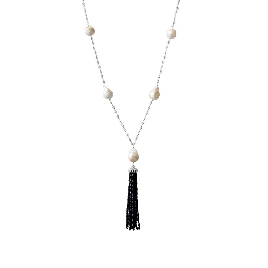 Long Pearl Tassel Necklace - Image 1