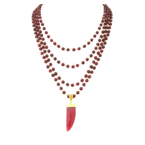 Ruby Beaded Layered Necklace