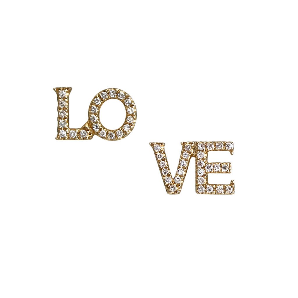 Mini "LOVE" Diamond Earrings - Image 1