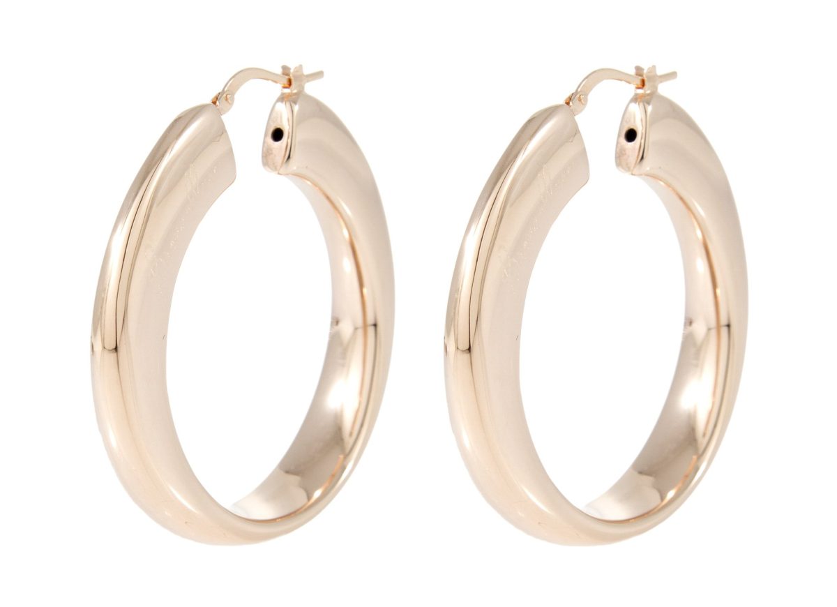 Rose Gold Flat Hoop Earrings - Image 1