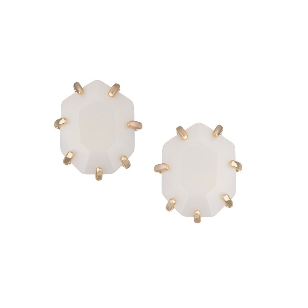 White Mother-of-Pearl Stud Earrings - Image 1