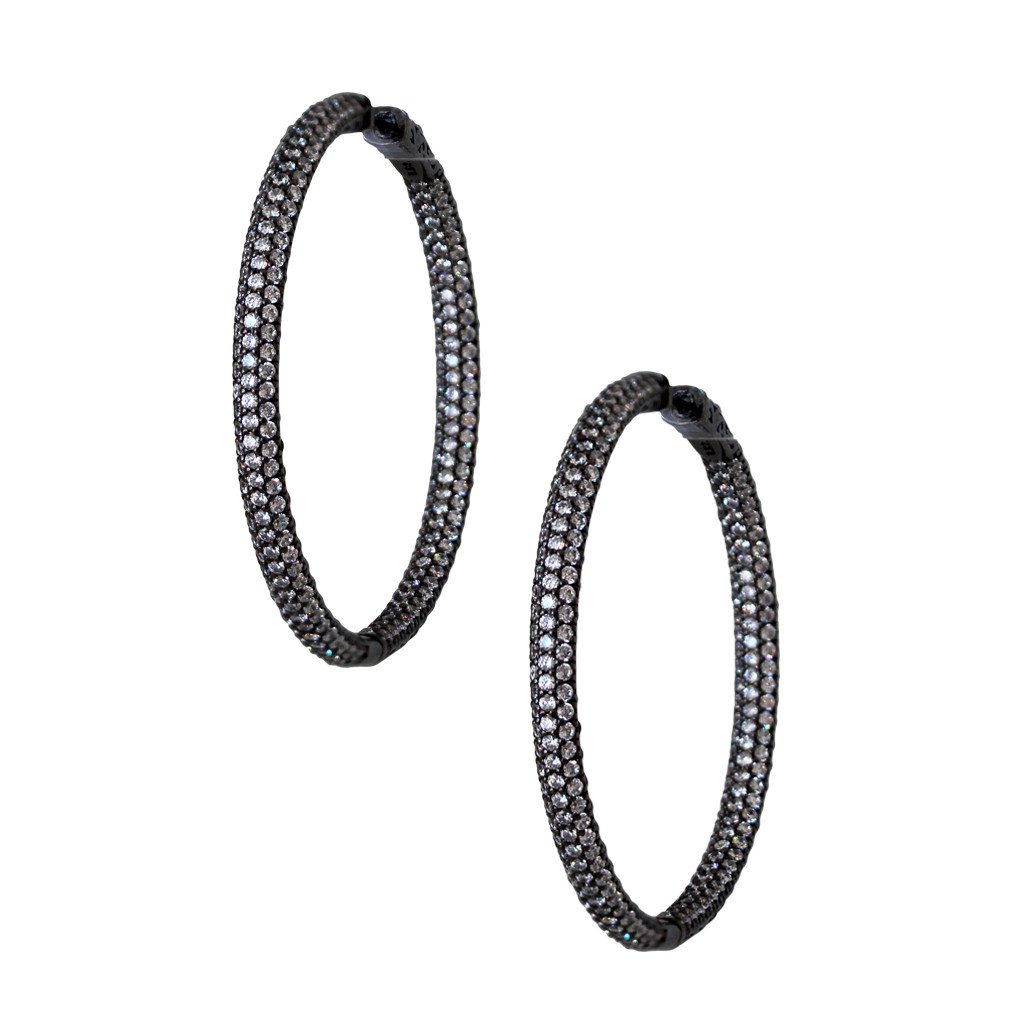 Rhodium Hoop Earrings - Image 1