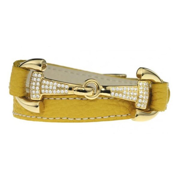 Yellow  Pave Leather Wrap Bracelet