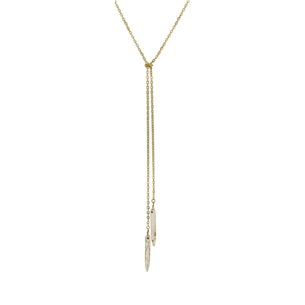 Natural Stone Spike Lariat Necklace - Image 1