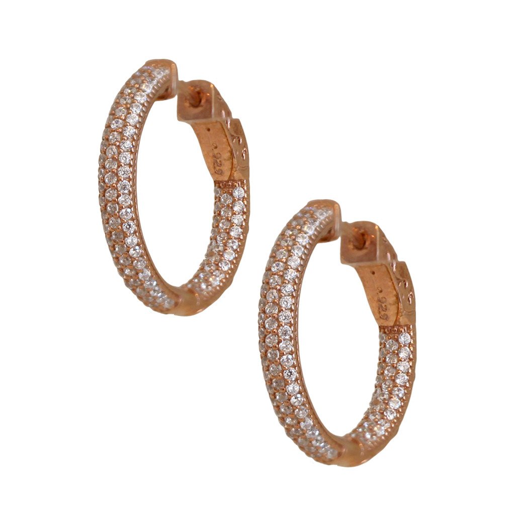 Rose Gold Double Diamond Hoop - Image 1