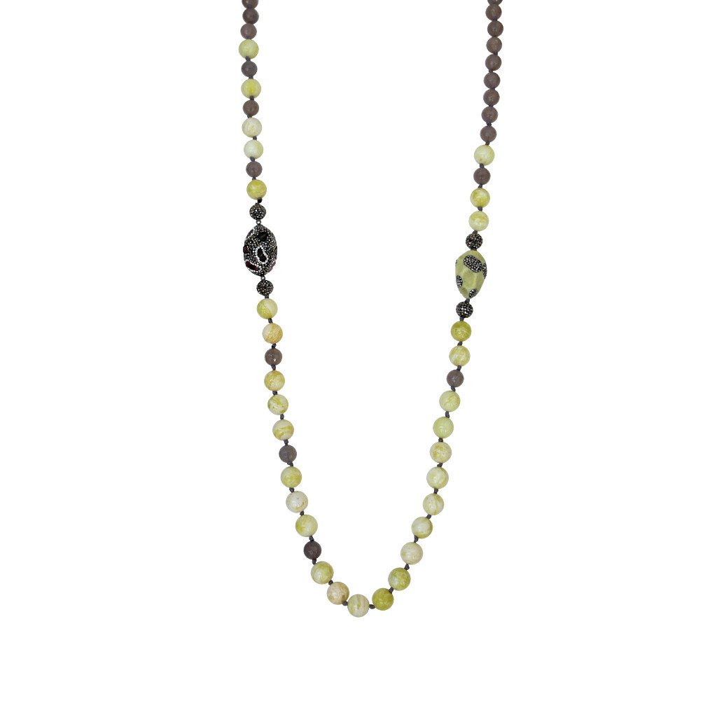 Long Labradorite and Green Stone Necklace - Image 1
