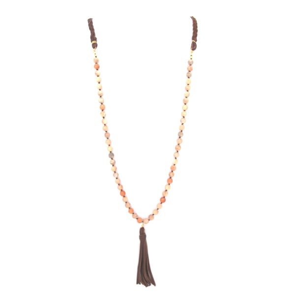 Sun Stone Long Tassel Necklace