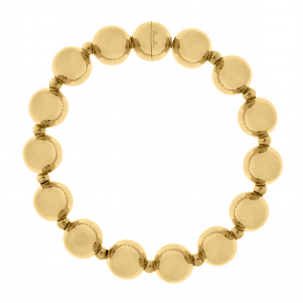 Bead Bracelet with Magnetic Clasp  18kt Yellow Gold Plated Bronze