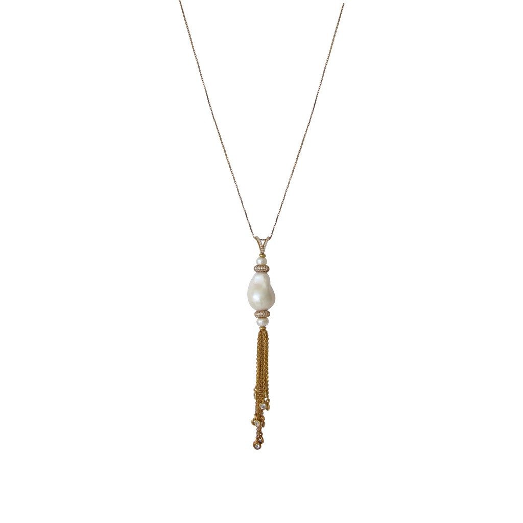 Mother of Pearl Tassel Necklace - Image 1