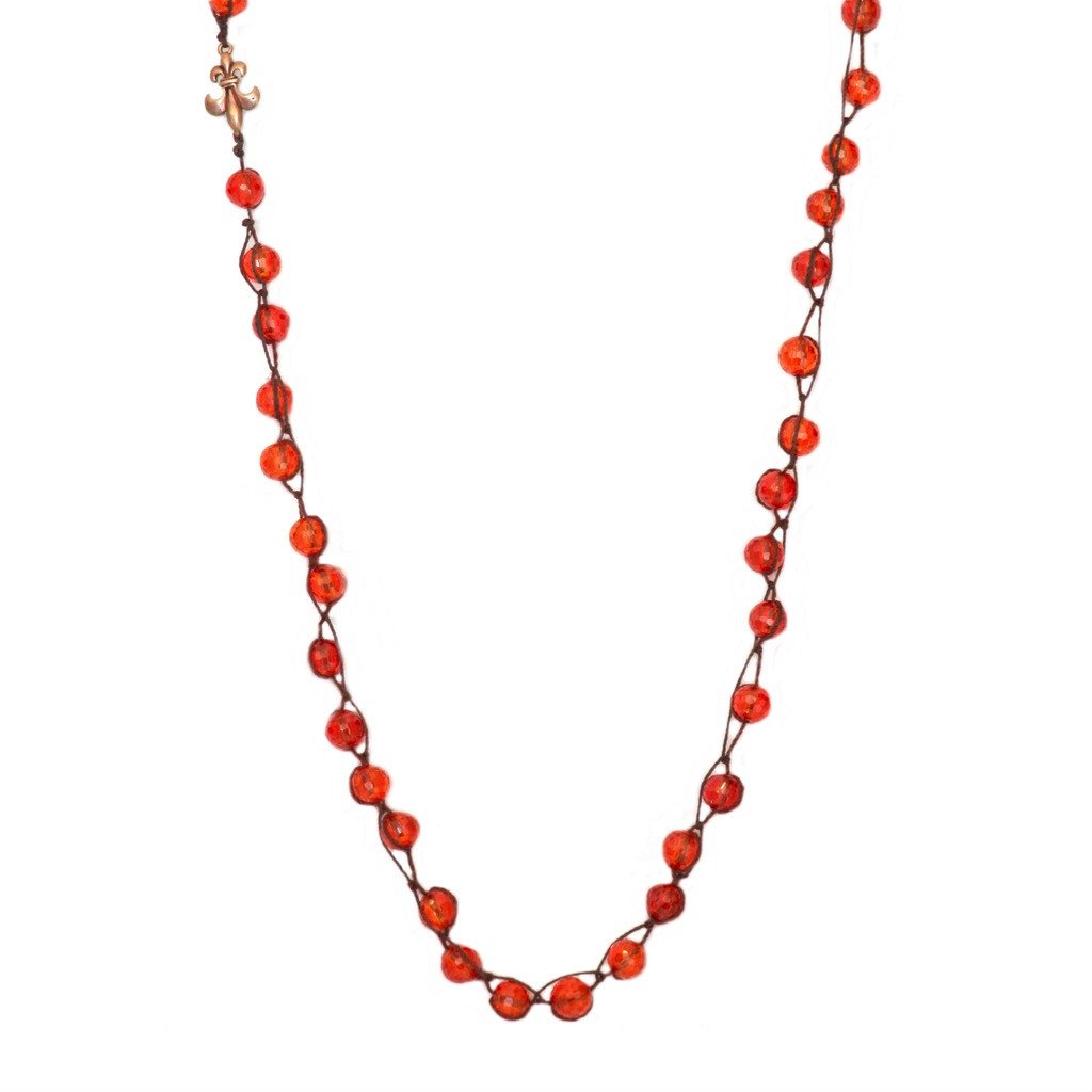 Red Swarovski Necklace with Fleur Di Lis Pendant - Image 1
